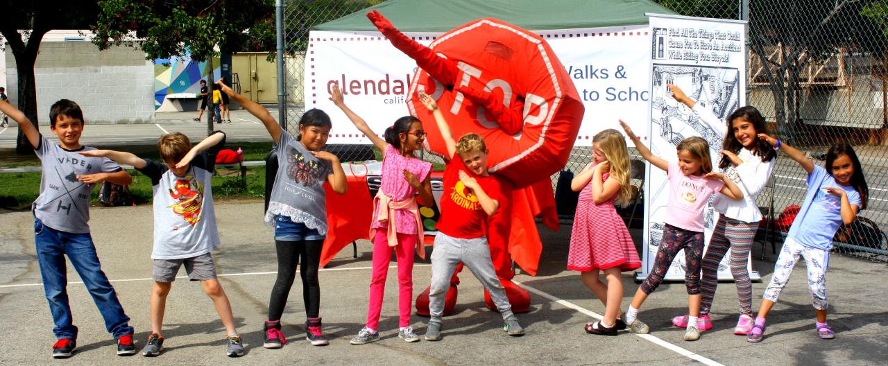 Kids with Mr. Stop Sign