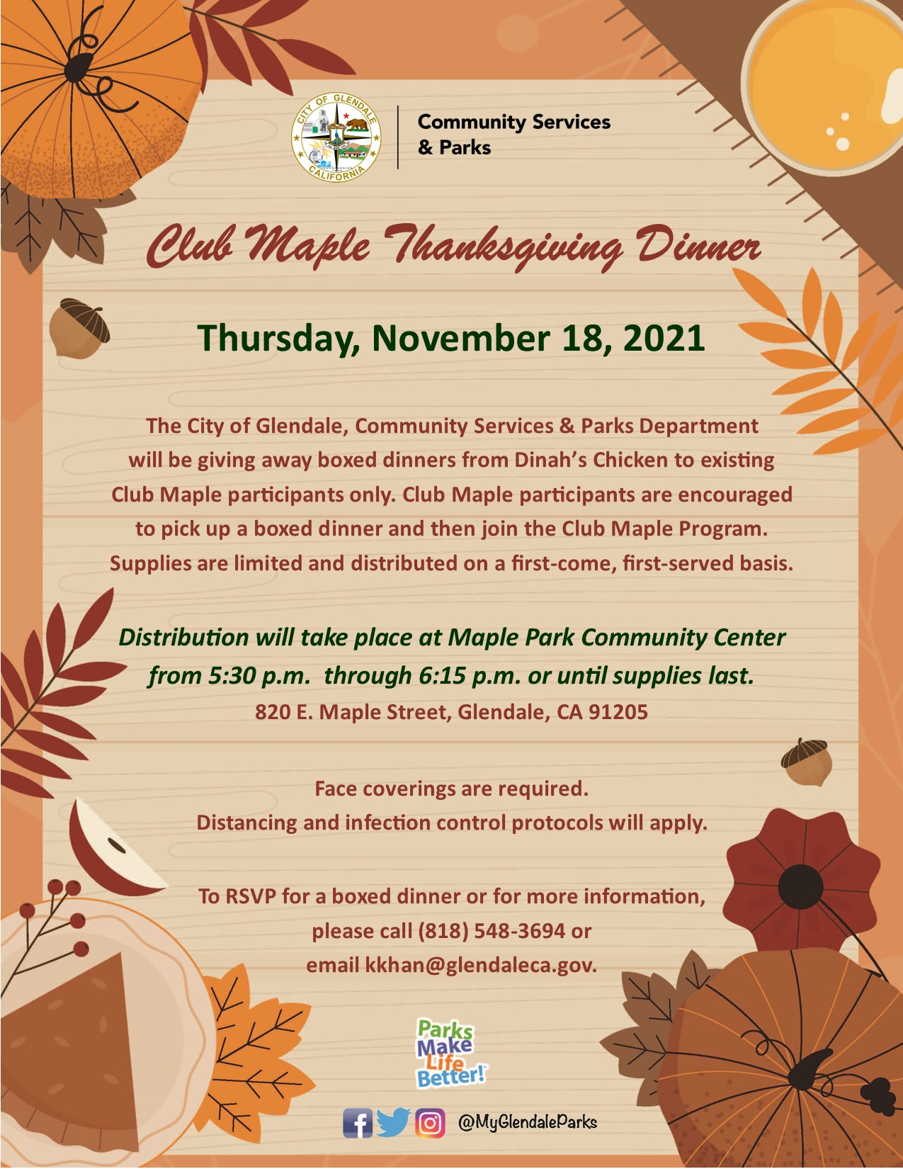 Club Maple Thanksgiving Dinner