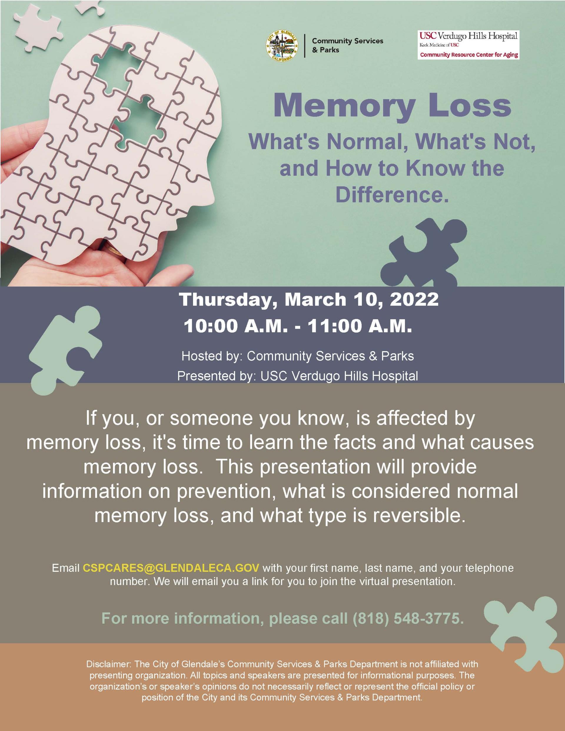 Memory Loss Flyer