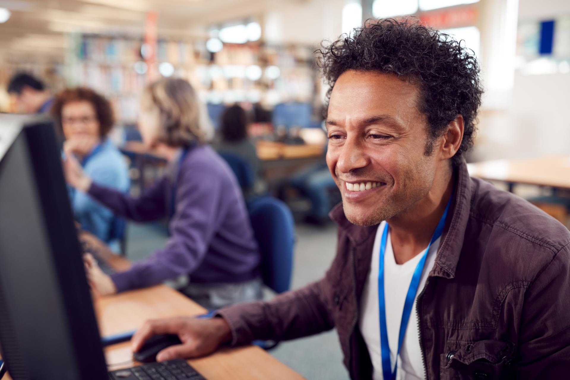 Adult in Library