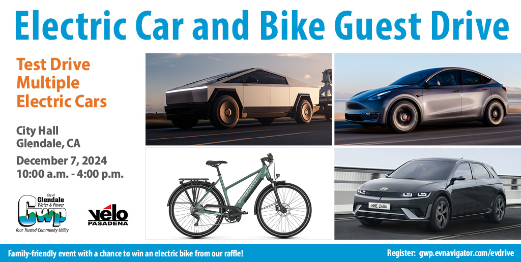 Electric Car and Bike Guest Drive event flyer