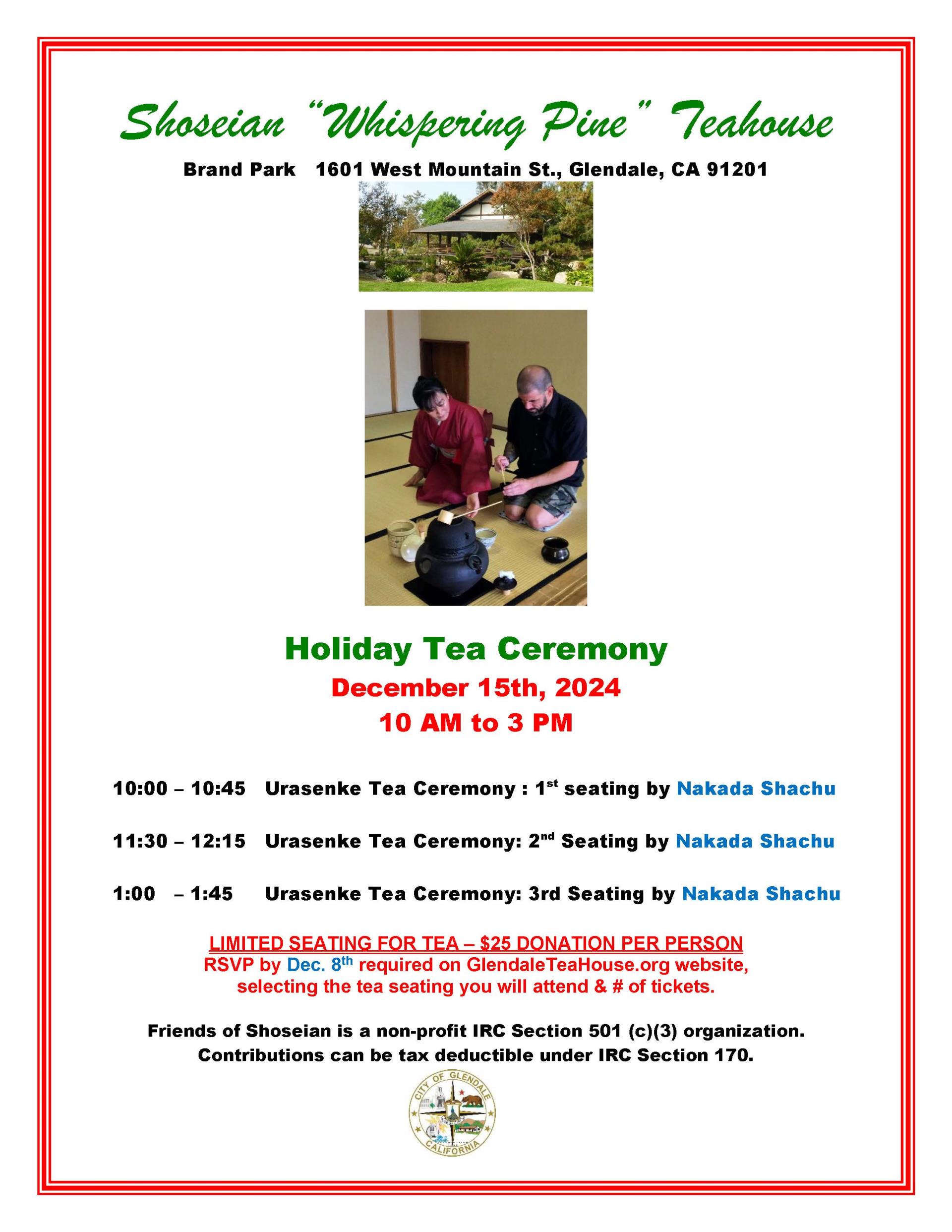 Shoseian Teahouse Holiday Tea flyer 12-15-2024 V2